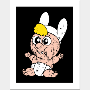 Retro Vintage Grunge Easter Bunny Posters and Art